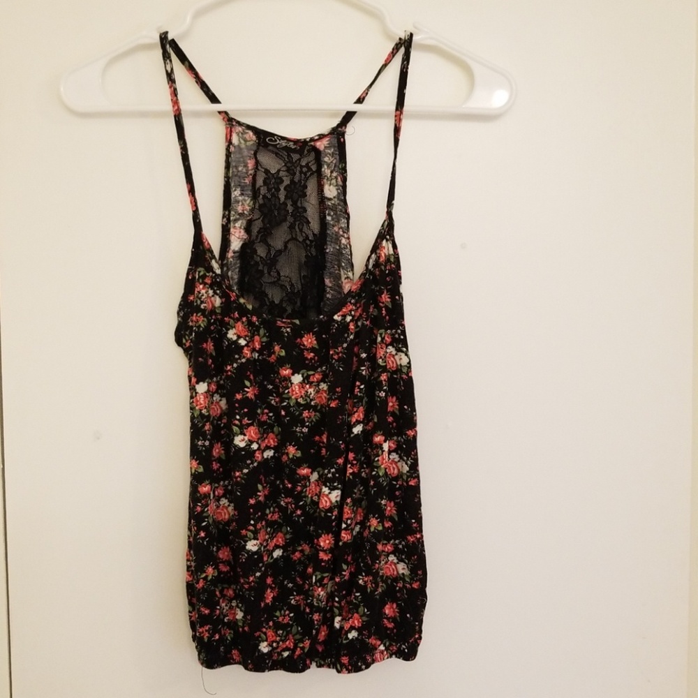 Floral Tank Top with Trandparent Back